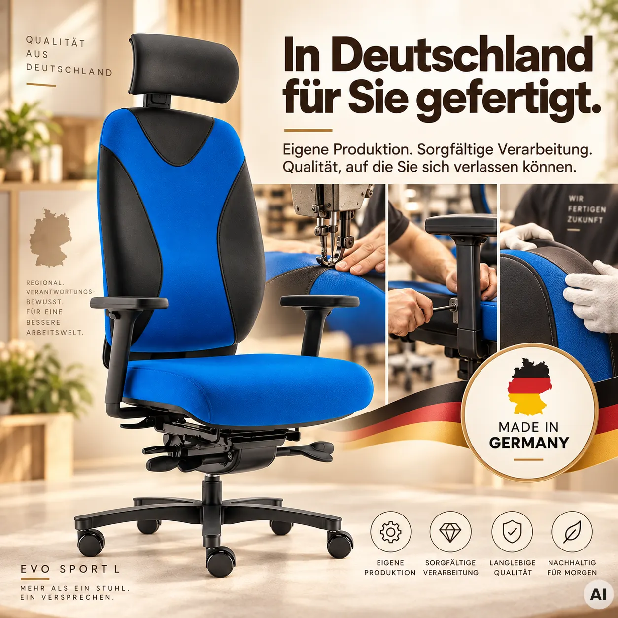 Evo Sport L mit Kopfstütze - Luxus Bürostuhl