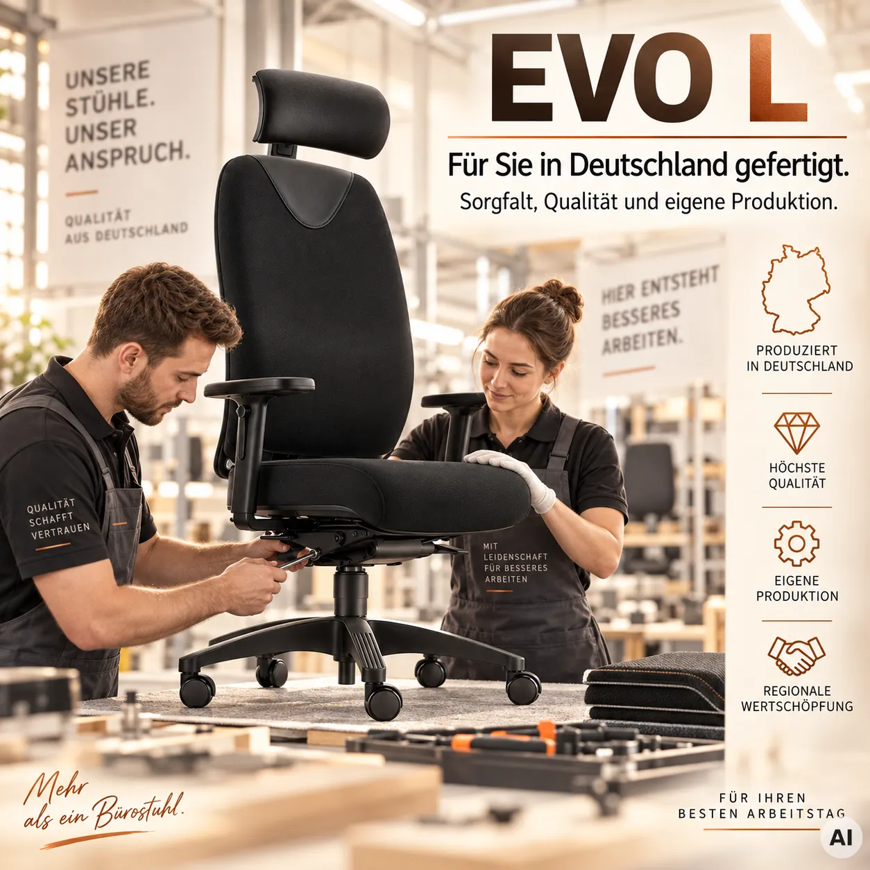 Evo L mit Kopfstütze - Profi Drehstuhl